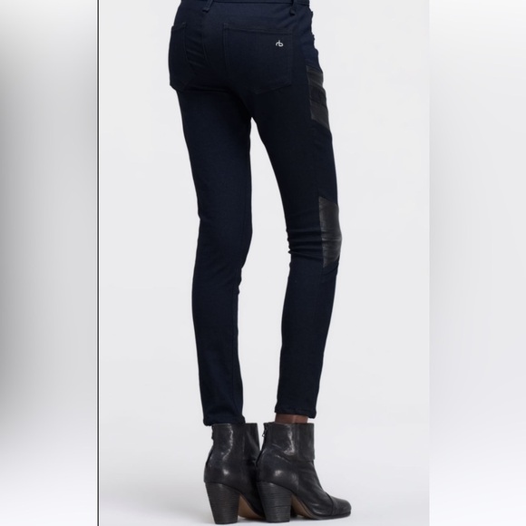 RAG & BONE Halifax Leather-Panel Motocross Jeans, Midnight - Picture 4 of 7